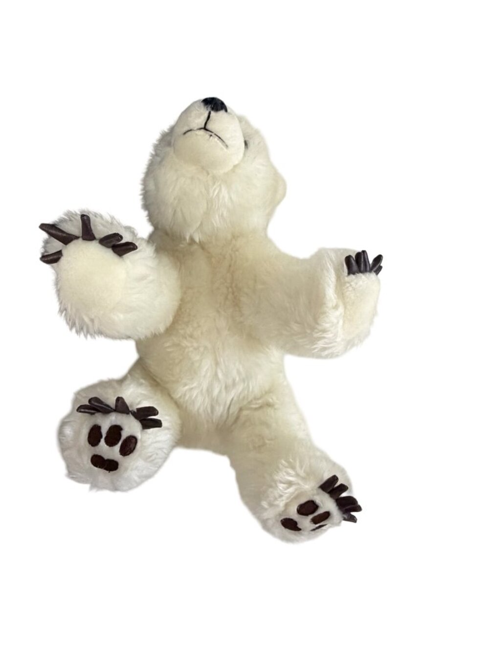 National Geographic Polar Bear Plush Realistic White Bear Brown Claws 11” Vintag